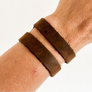 Vintage Brown Leather Cuff Bracelet